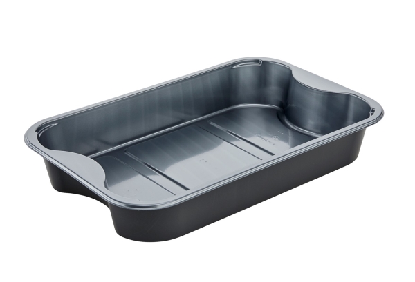 Plastbakke, Færch, C 2294-1B, 1-Rums Rektangulær 1770 Ml,293X192x45mm C-Pet, Sølv/Sort, T/Ovn & Micr