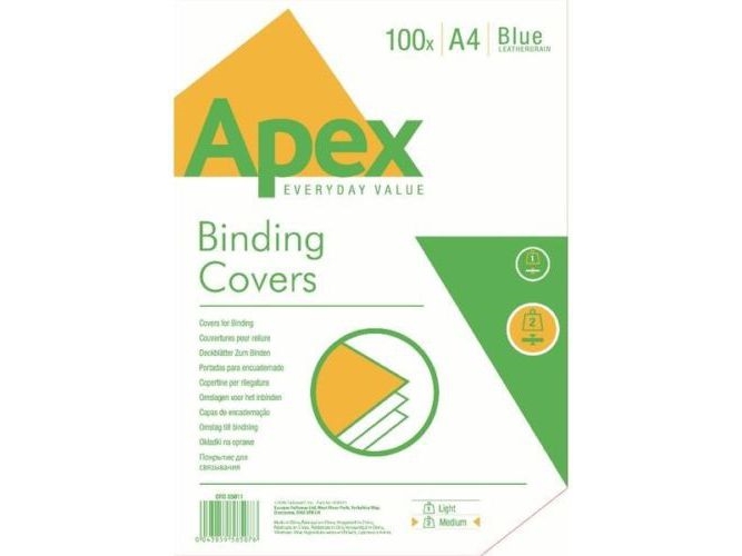 Fellowes APEX - læderlignende omslag Medium A4 blå 100 stk (6501101)