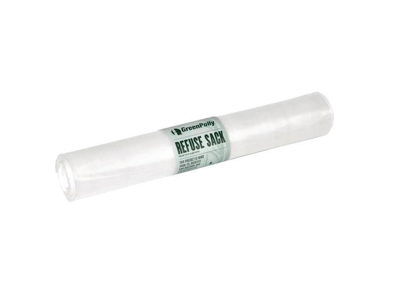 Avfallspåsar med band greenpolly, återanvändbara, 125 l, genomskinliga, rulle med 10 st. | Rengöring - Avfallshantering - Soppåsar | GameStuff