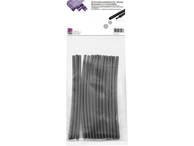 Conrad T1902ca031, Varmekrympet Rør, Sort, Polyethylen, 3 Mm, 1 Mm, 15 Stk