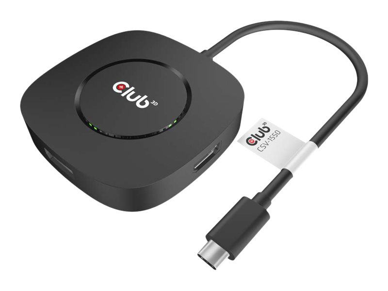 Club3d Usb Type C 3.2 Gen1 Multistream Transport Mst Hub Display Port 1.4 Triple Monitor, Displayport Male, Displayport Female, 0,13 M, Schwarz