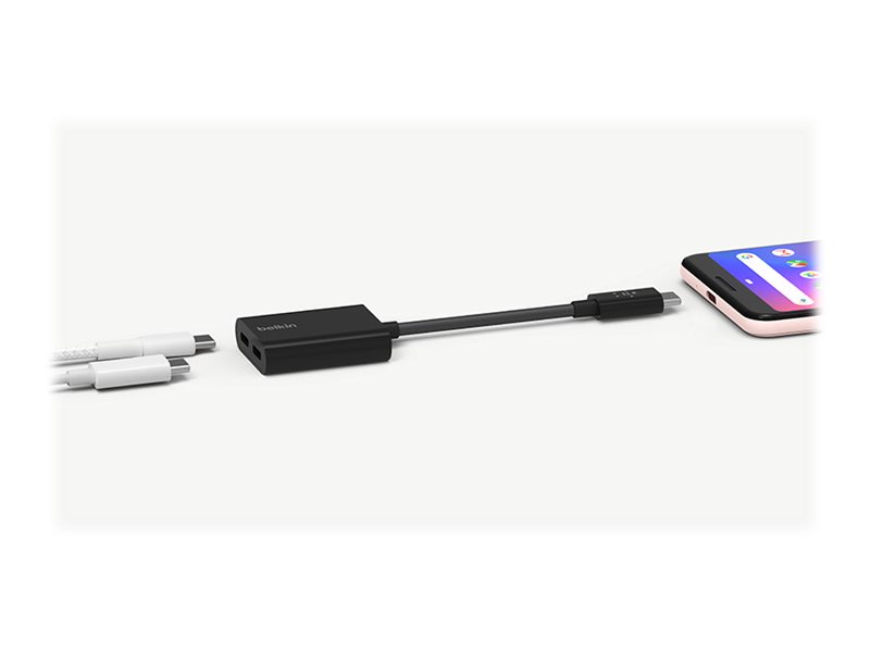 Belkin Connect Audio + Charge - Usb-C Til Usb-C Hovedtelefon/Opladningsadapter - Usb-C Han Til Usb-C Hun - 14 M - Sort - Usb Power Delivery (60W)