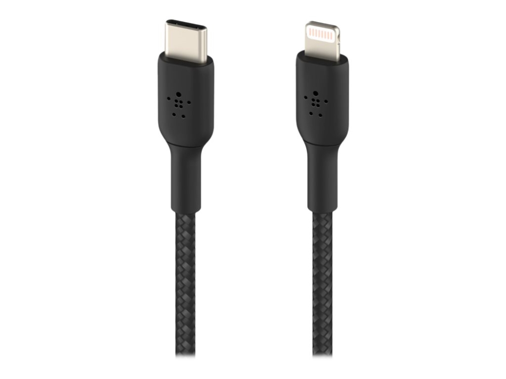 Belkin BoostCharge - Lightning-kabel - 24 pin USB-C hane till Lightning hane - 2 m - svart - USB-strömförsörjning (18W) | Datortillbehör - Kablar & adaptrar - Datakablar | GameStuff