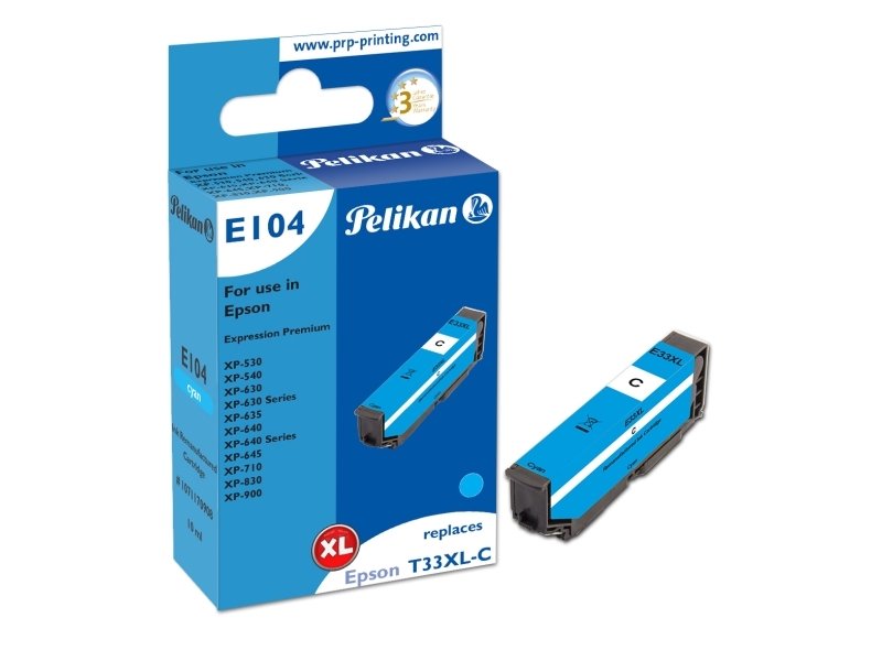 Pelikan E104, Kompatibel, Blå, Epson, Xp-530 Xp-540 Xp-630 Xp-630 Series Xp-635 Xp-640 Xp-640 Series Xp-645 Xp-710 Xp-830 Xp-900, 1 Stk, Højt (Xl) Ud