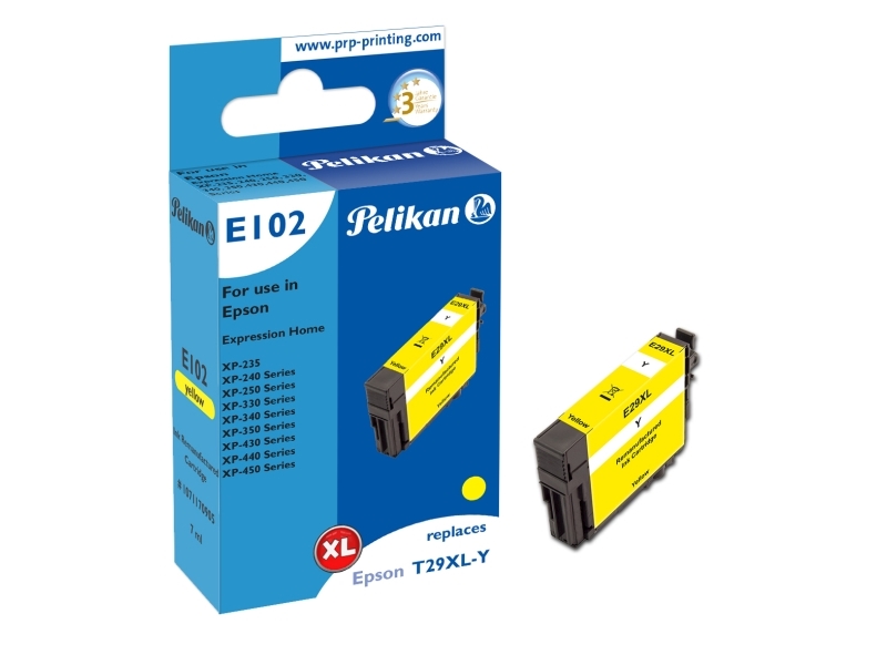 Pelikan E102, Kompatibel, Gul, Epson, Xp-450, Xp-440, Xp-430, Xp-350, Xp-340, Xp-330, Xp-250, Xp-240, Xp-235, 1 Stk, Højt (Xl) Udbytte