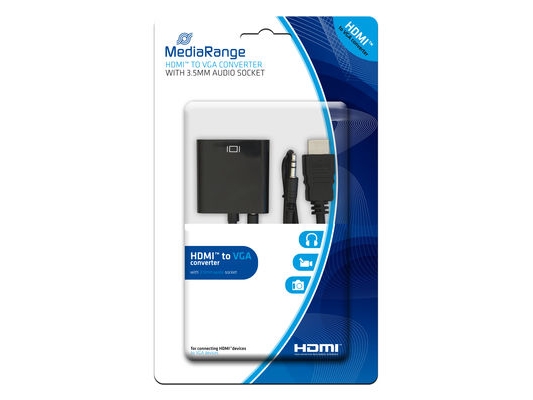 Mediarange Mrcs167, Hdmi, Vga (D-Sub) + 3.5Mm, Hanstik, Hunstik, Guld, Sort
