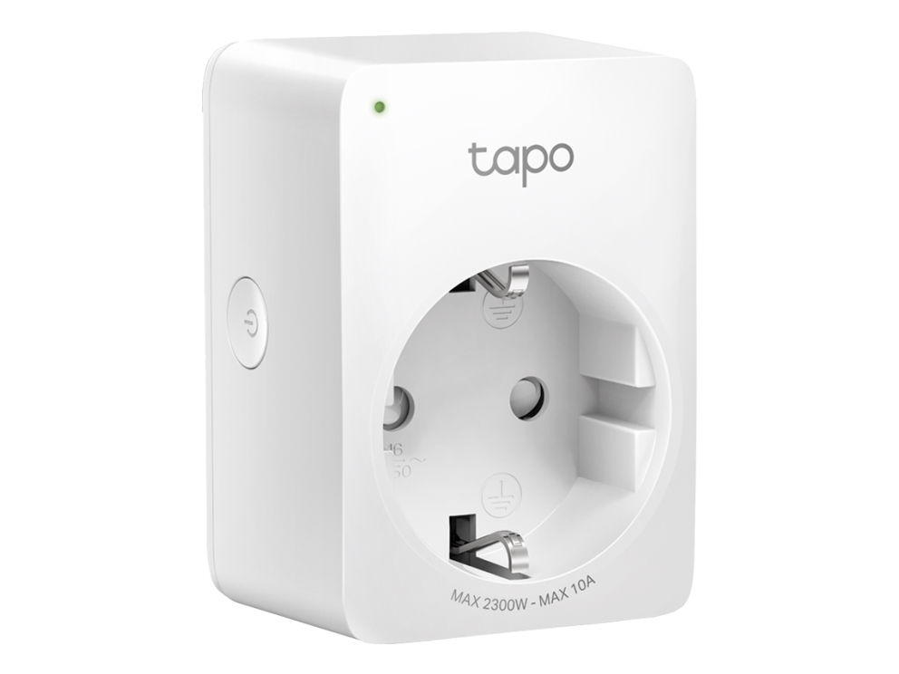 TP-LINK Tapo P100, Mini Akilli Wi-Fi Soket, Trådløs, Bluetooth / Wi-Fi, 802.11b,802.11g,Wi-Fi 4 (802.11n), Indendørs, Hvid, Strøm, Status