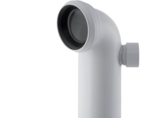 Geberit avloppsrör. 90° 110x50 - med extra anslutning för höger 110x50mm alpina-vit | VVS Artiklar - Badrum - Tillbehör för toalett | GameStuff