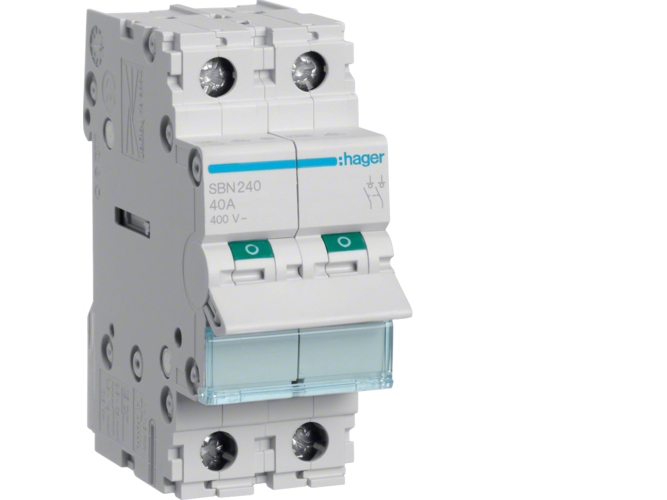 HAGER Strömbrytare 2-polig 40Adin-skena | EL Artiklar - Andra EL - Starka kraftartiklar | GameStuff