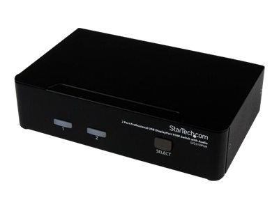 Startech 2 Port Displayport Kvm Switch - 2560X1600 @60Hz - Dual Port Dp Usb, Keyboard, Video, Mouse Switch Box W/ Audio For Computers And Monitors (S