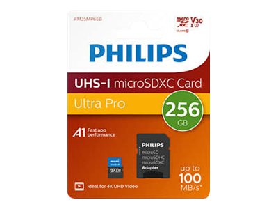 Philips Fm25mp65b/00, 256 Gb, Microsdxc, Klasse 3, Uhs-I, 100 Mb/S, Class 3 (U3)