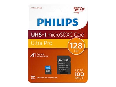 Philips Fm12mp65b, 128 Gb, Microsdxc, Klasse 10, Uhs-I, Class 3 (U3), V30