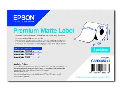 Epson Premium Matte Label - Continuous Roll: 102Mm X 60M, Selbstklebendes Druckeretikett, Etikettenrolle, Tintenstrahl, Acryl, Dauerhaft, Matte