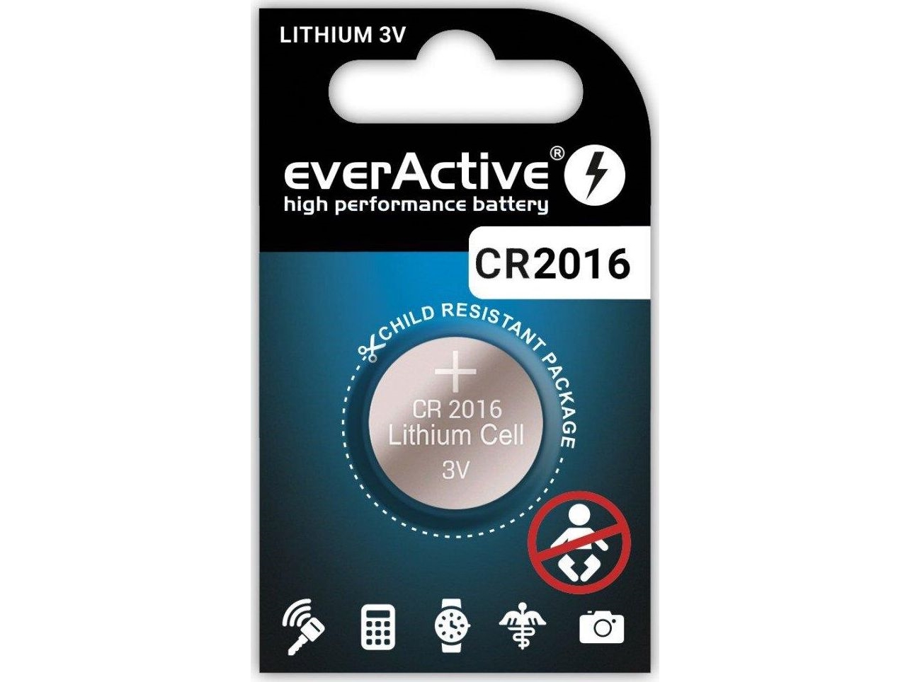 Ličio Baterija Cr2016 3V Everactive 5 Vnt