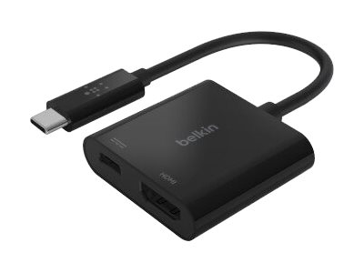 Belkin Usb-C To Hdmi + Charge Adapter - Videoadapter - Usb-C Han Til Hdmi, Usb-C (Kun Strøm) Hun - Sort - 4K Support, Usb Power Delivery (60W)