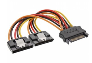 Inline 29683C, 2 X Sata 15 Stikben, Sata 15-Stik, 0,3 M, Hanstik, Hunstik, Lige