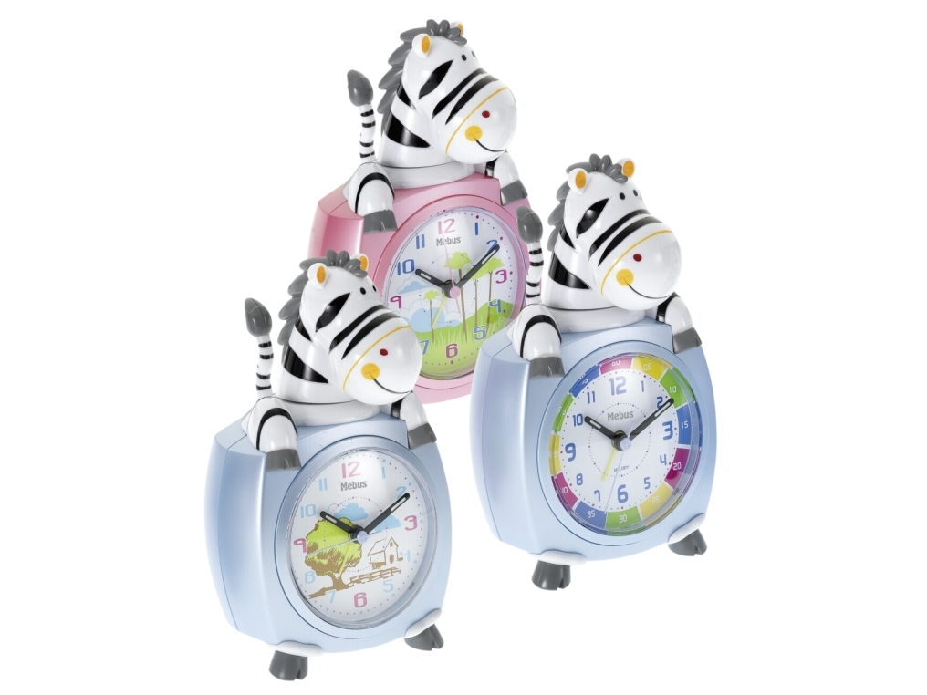 Mebus 26637 Kids Alarm Clock Zebra Colour Assorted