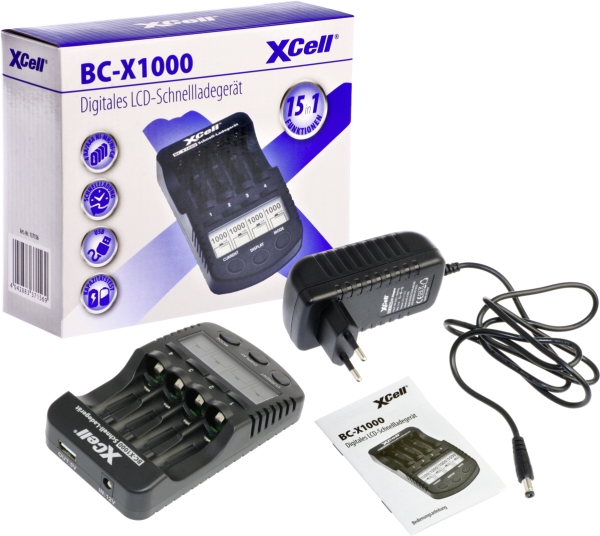 Xcell Schnellladegerät Bc-X1000 1-4X Aaa Aa Lcd-Display - Schnellladegerät - Nickel-Metallhydrid (Nimh)