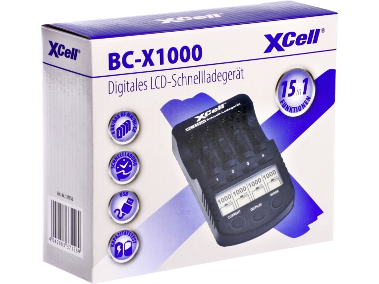 Xcell Schnellladegerät Bc-X1000 1-4X Aaa, Aa Lcd-Display