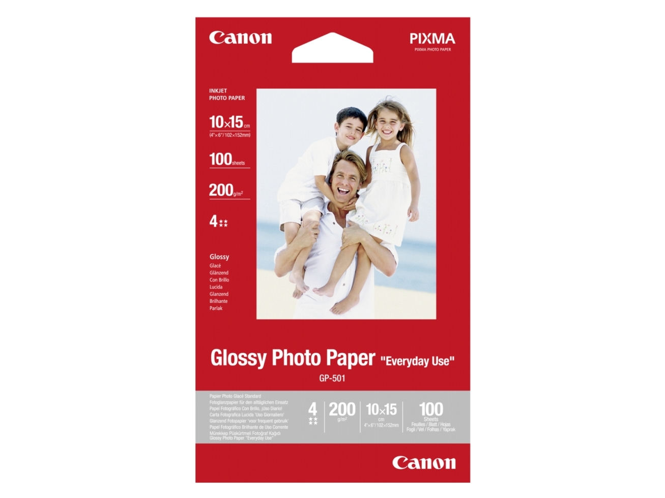 Canon Gp-501 Glänzendes Fotopapier 10X15 Cm - 100 Blatt, Glanz, 210 G/M², 100 Blätter, 210 Μm, 100 Mm, 150 Mm