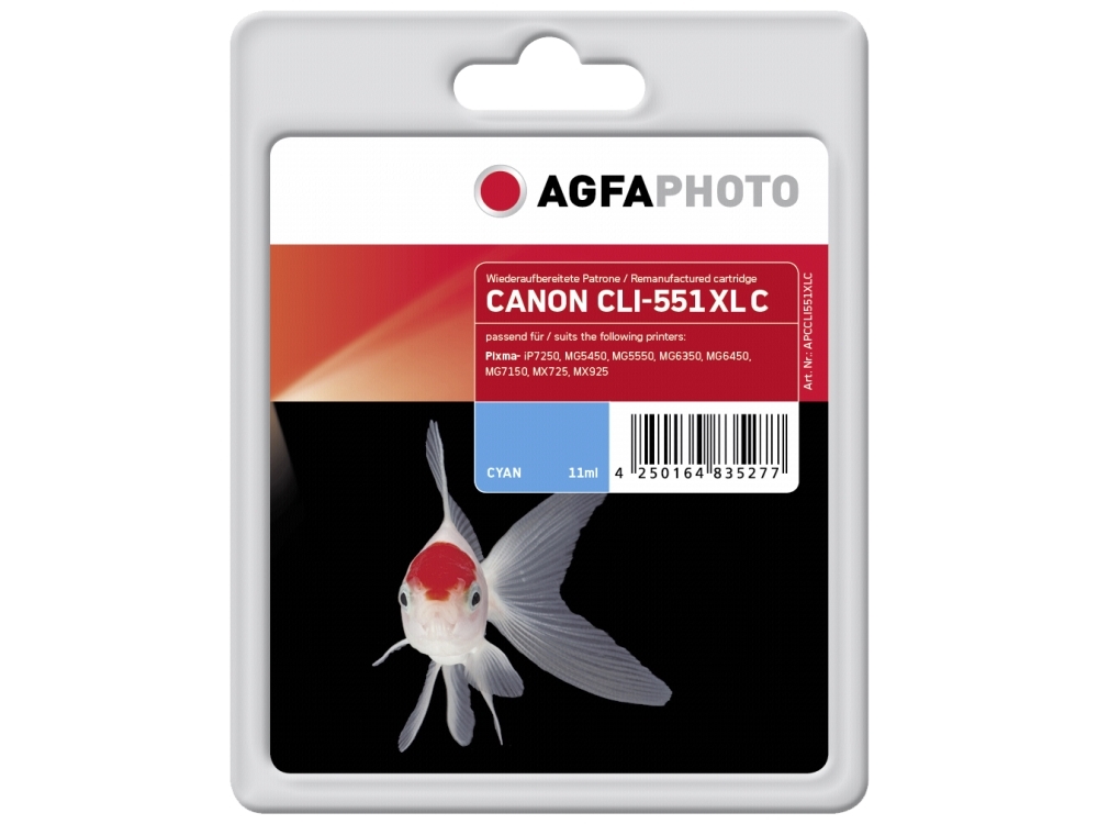 AgfaPhoto - 11 ml - cyan - - Genproduceret - blækpatron - for Canon PIXMA iP8750, iX6850, MG5550, MG5650, MG5655, MG6450, MG6650, MG7150, MG7550, MX725