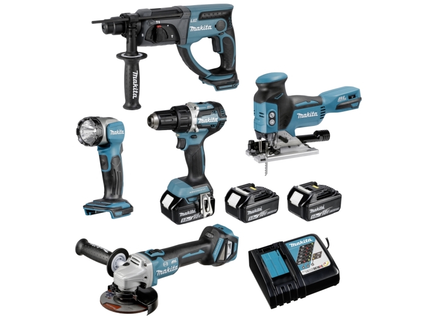 Makita Dlx5044tj, Kabelloser Schlagbohrschrauber, Kabellose Taschenlampe, Cordless Grinder, Cordless Jigsaw,..., Schwarz, Grün, 3,8 Cm, Bürstenlos, 1