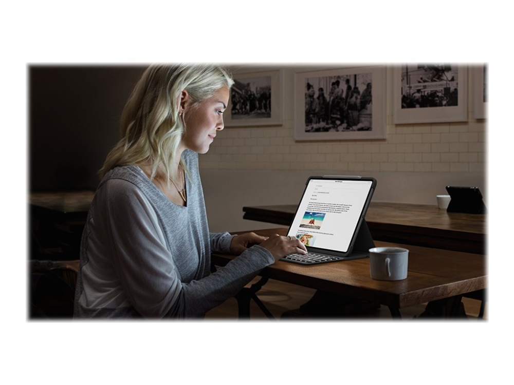 Logitech Slim Folio Pro Tangentbord Och Foliefodral Bakgrundsbelyst Trådlös Bluetooth Le Qwerty Nordisk För Apple 12.9 Inch Ipad Pro 3