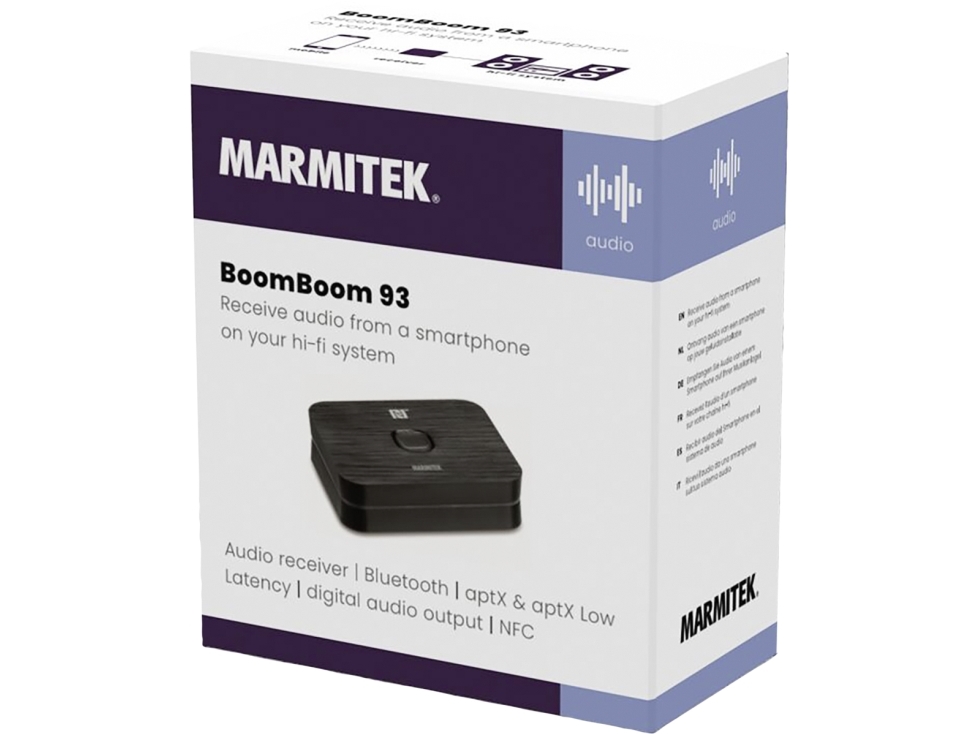 Marmitek 25008312, 3.0+EDR, 3.5 mm + TOSLINK, A2DP, 30 m, 2402 - 2480 GHz, AptX Low Latency, aptX, SBC