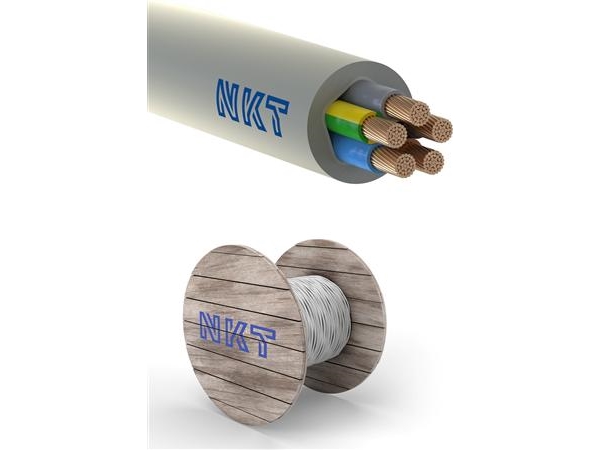 NKT Installationskabel, halogenfri, 5G6 mm², NOIKLX90 lysegrå 300/500V, tromle, udvendig dimension max. 15,9 mm - (250 meter)