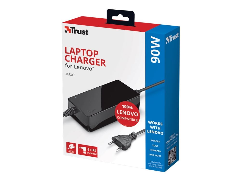 Trust Maxo Laptop Charger For Lenovo - Strømforsyningsadapter - Ac 100-240 V - 90 Watt - Europa