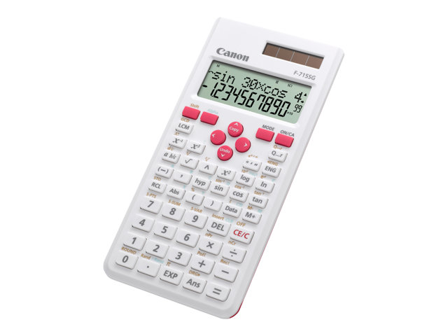Canon F-715Sg Exp Dbl - Weiss-Rot, Tasche, Wissenschaftlicher Taschenrechner, 12 Ziffern, 2 Zeilen, Batterie/Solar, Pink, Weiß