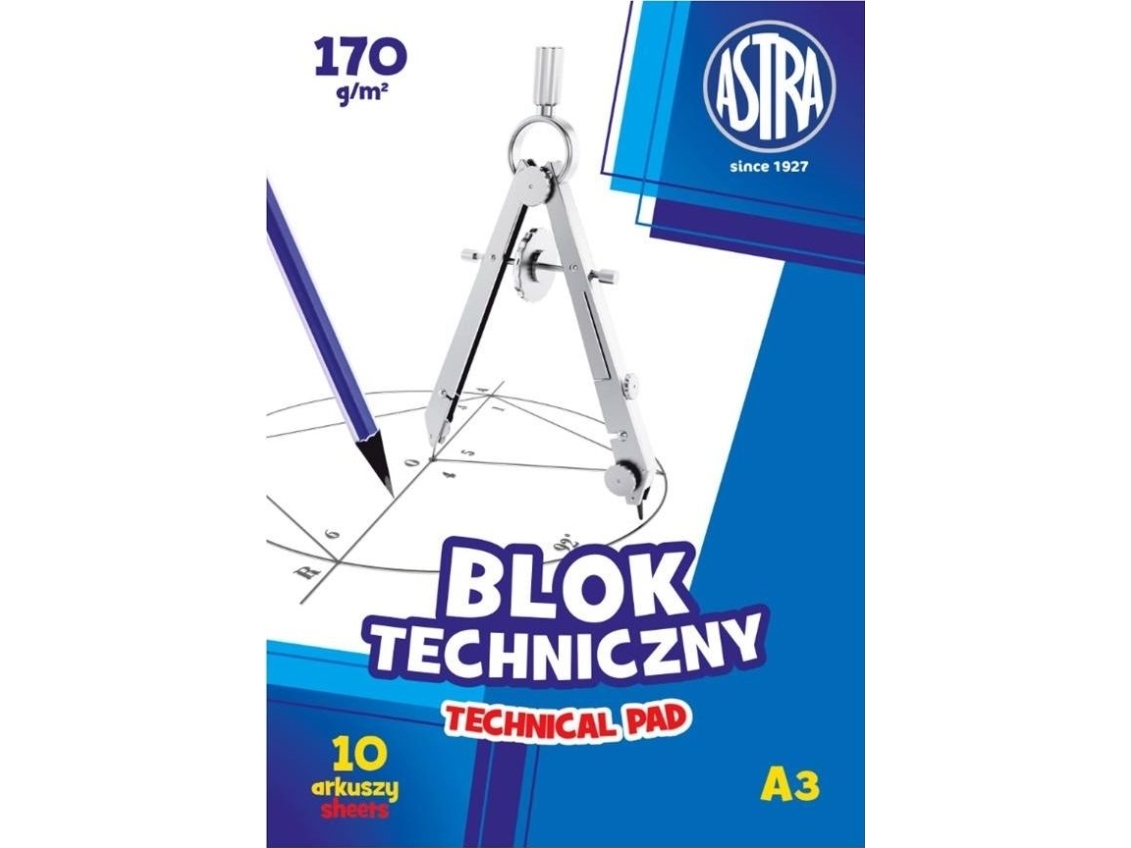 Teknisk blok A3/10K 170 g (10 stk) ASTRA