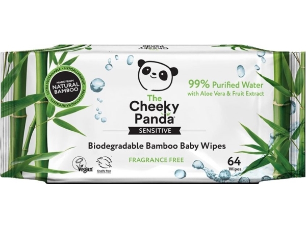 Cheeky Panda Bambus-Vådservietter Til Børn 64 Stk.