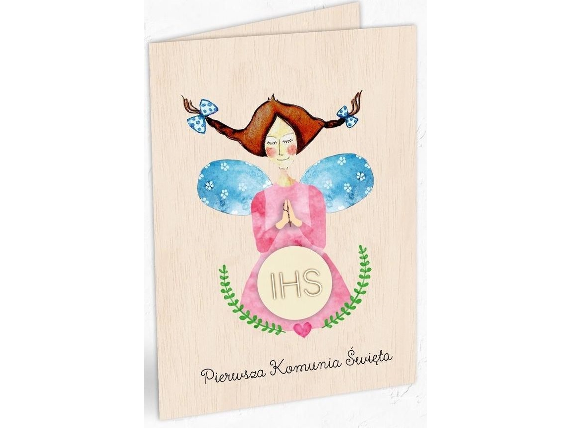 Cozywood Carnet Aus Holz C6 Kommunion Mädchen + Umschlag