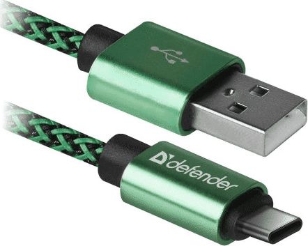 Kabel Usb Defender Usb-A - Usb-C 1 M Zielony (87816)