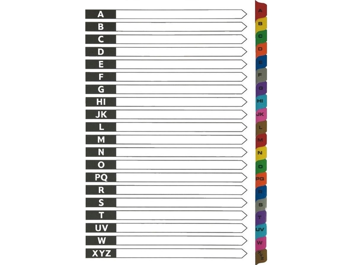 D.Rect A4 kartoninddelere A-Z indeks lamineret