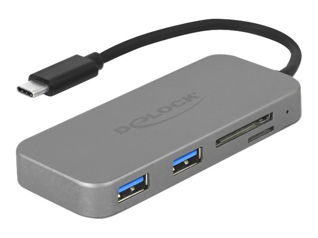 Taiko mave Manchuriet Supplement Delock 2 Port USB 3.0 Hub and 3 Slot Card Reader with USB Type-C Connection  - Hub - 2 x SuperSpeed USB 3.0 - desktop