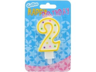 GoDan fødselsdagslys tal 2 med prikker
