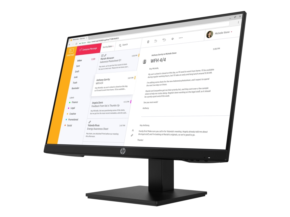 Hp P24h G4 - Led-Skærm - 24" (23.8" Til At Se) - 1920 X 1080 Full Hd (1080P) @ 75 Hz - Ips - 250 Cd/M² - 1000:1 - 5 Ms - Hdmi, Vga, Displayport - Høj