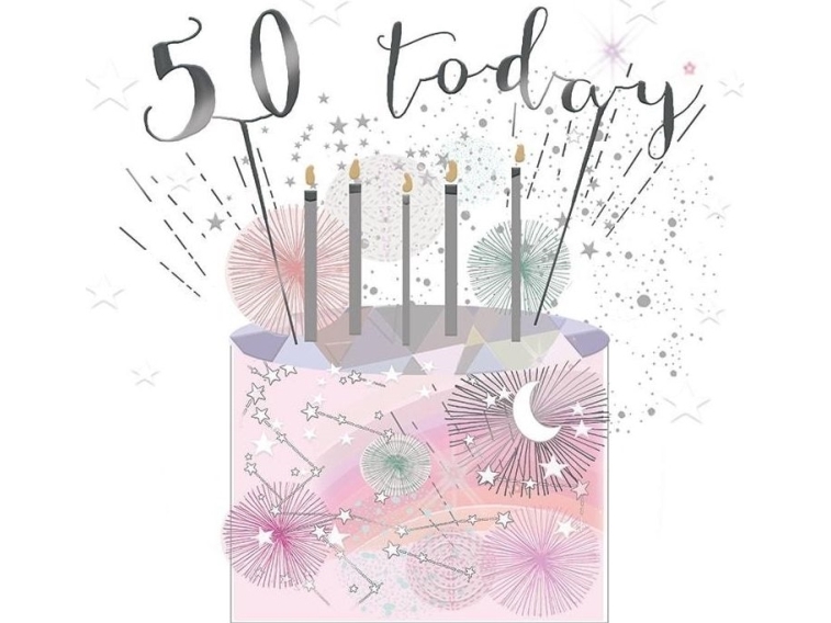 Museums & Galleries Karnet kwadrat mały z kopertą Urodziny 50 świeczki | Baby & barn - Dekoration - Presentartiklar | GameStuff
