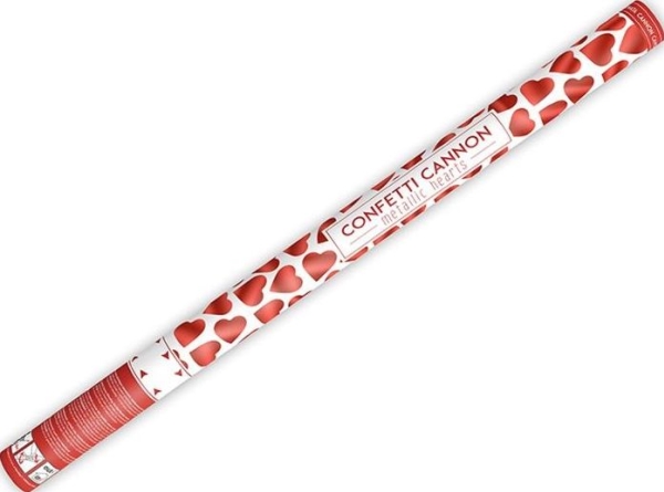 Konfettikanon Hjerter Røde - 80 cm