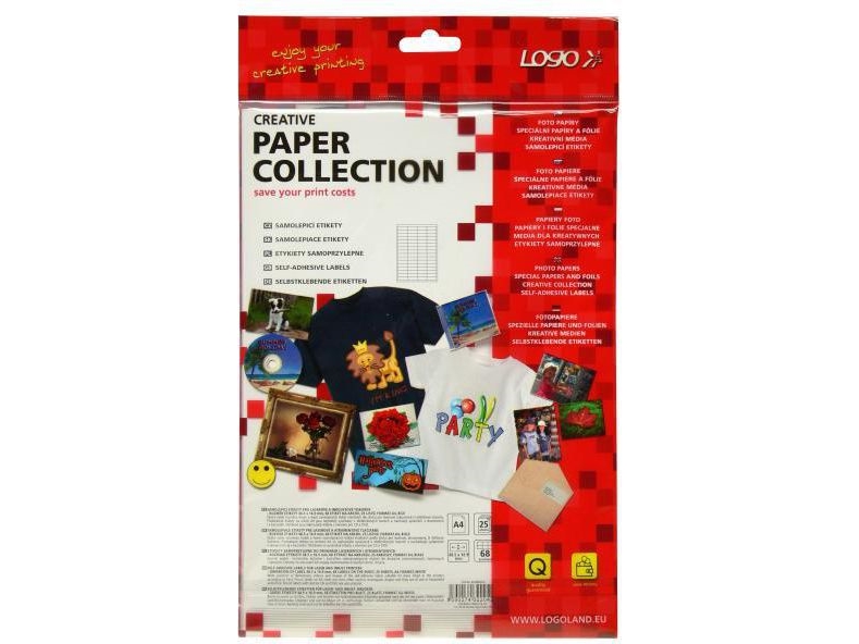 Logoetiketter A4, mat hvid, 25 stk.