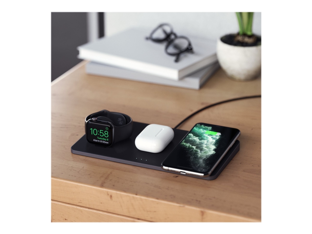Satechi Trio Wireless Charging Pad - Trådløs opladningsmåtte/strømadapter + AC-strømadapter - 24 Watt - PD