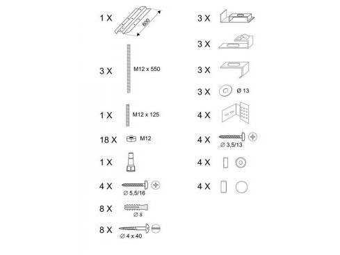 Afslutningspaneler Ravak fastgørelsessæt, Rosa I/Rosa II