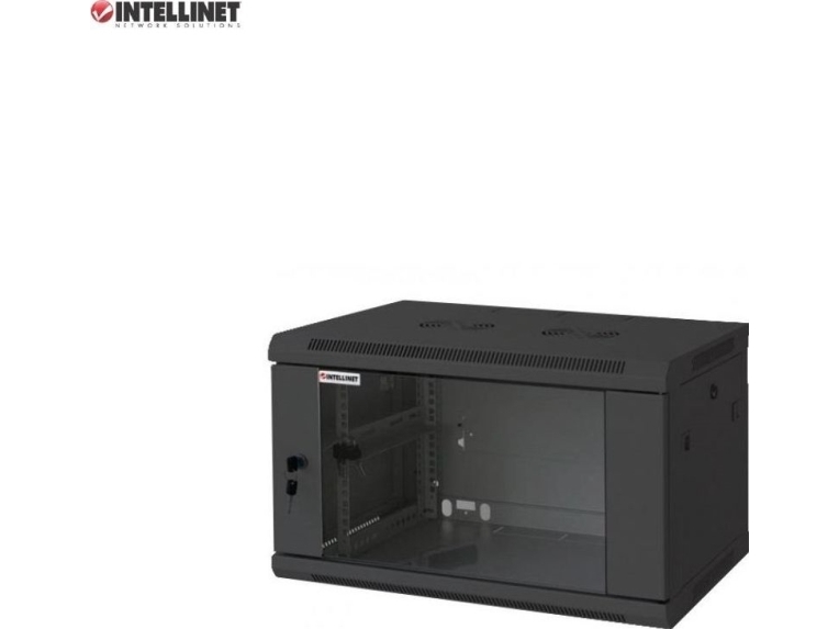 Intellinet Network Solutions Cabinet Hanging Cabinet, Assembled Intellinet 9U, 600X450, Rack 19 ", Glass Door, Black