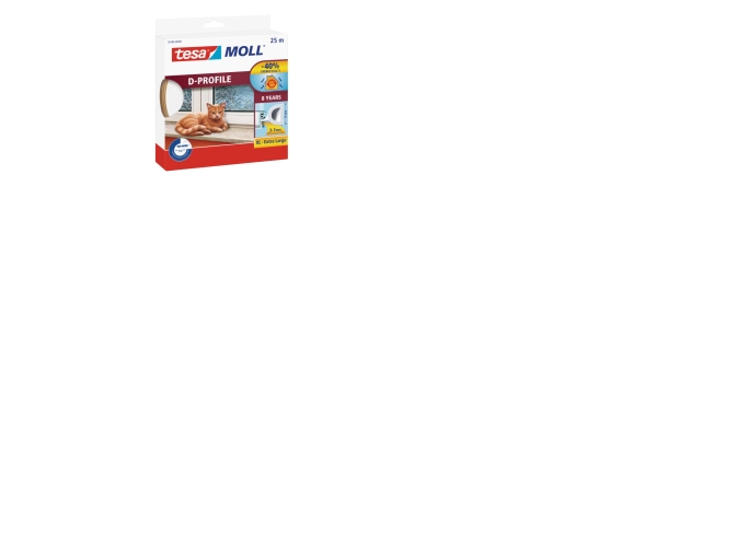Tesa Gummitætning 9 Mm Profil D Hvid 25 M (0538901)
