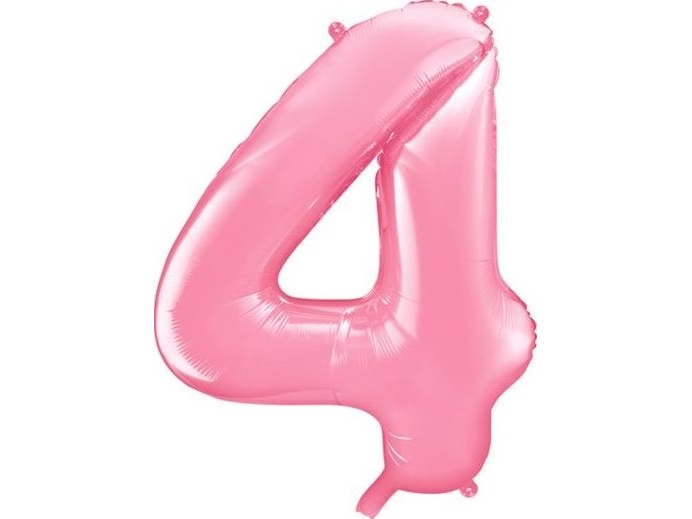 Party Deco Folienballon Nummer 4, Hellrosa, 86 Cm Universal