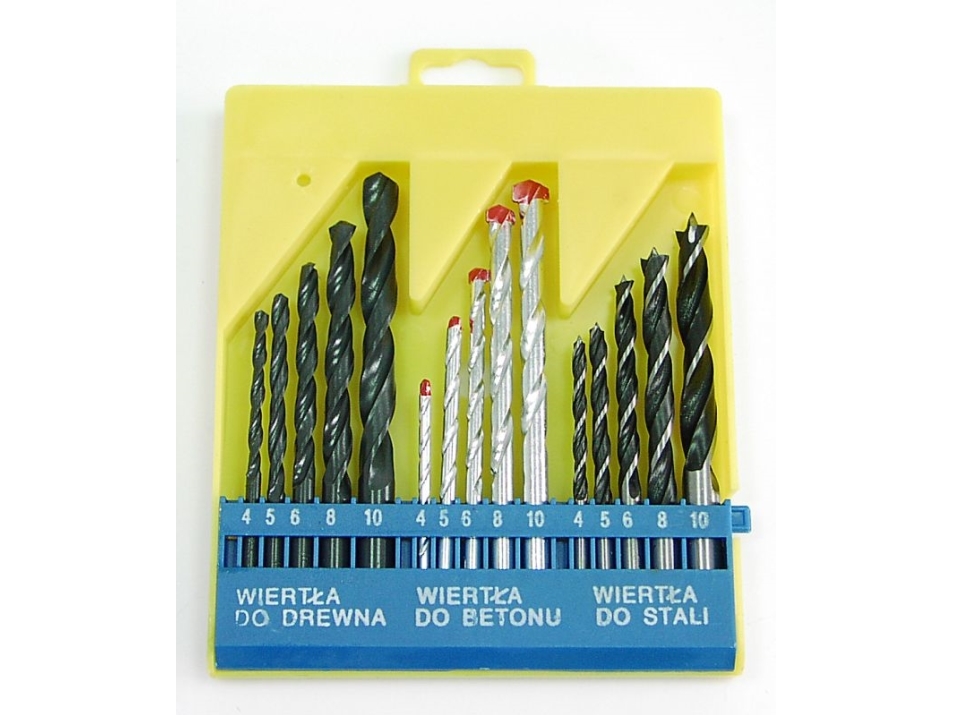 Mega Drill Bit Set 15 Pcs. Drill Bit Set For Concrete, Wood And Steel. - 47010
