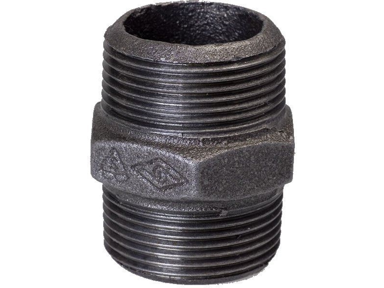 Opal Indvendig Brystvorte/Tilslutningsnippel Lige Gennemløb 2,5" Sort N8, Nr 38, Nr 280 (B280 65)