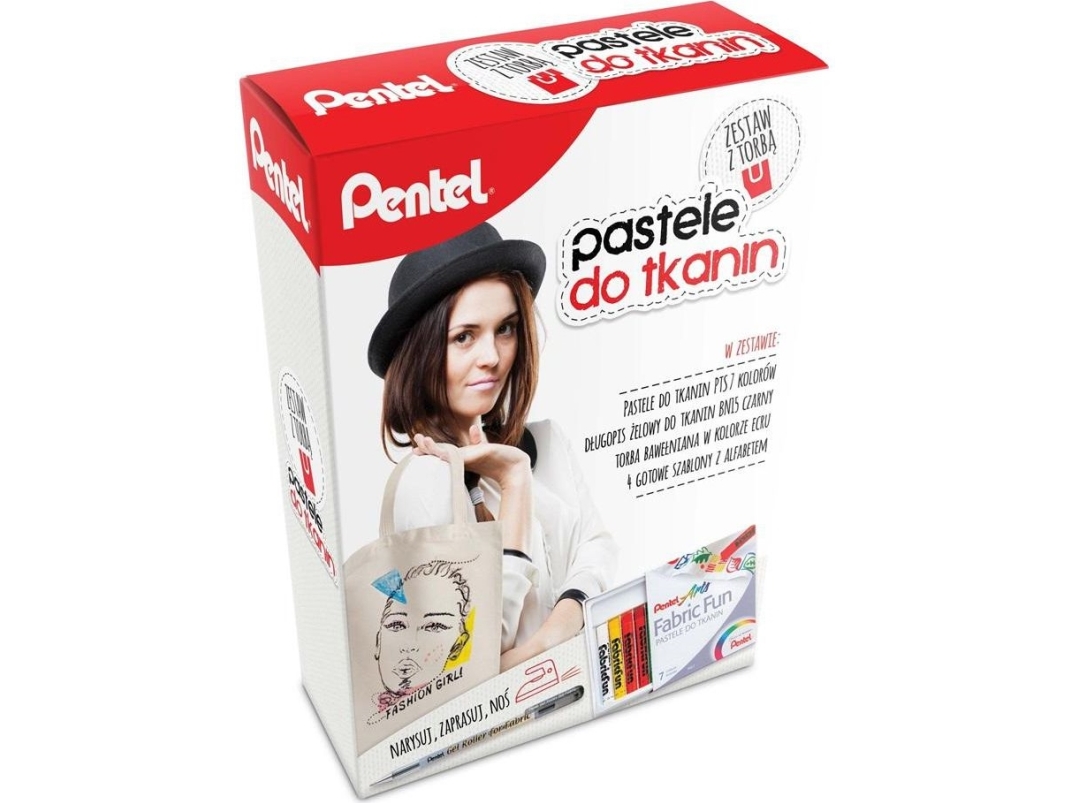 PENTEL pastel farvekridt til stof 7 farver med pose
